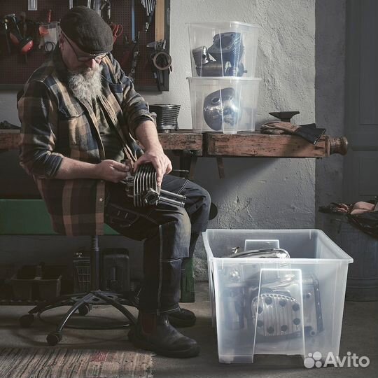 Контейнеры с крышкой икеа самла (новые), 130л 4 шт