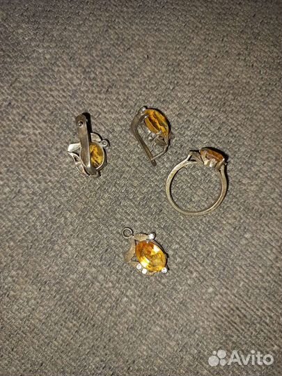 Серьги кольцо и кулон 925
