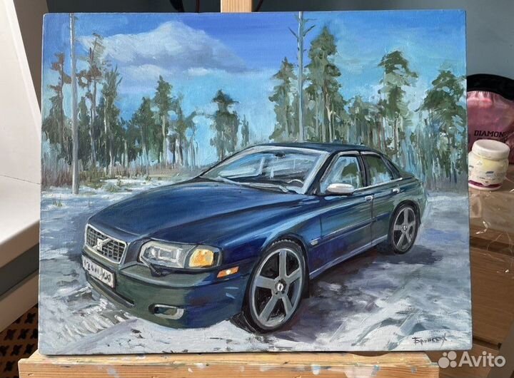 Картина маслом на холсте машина Volvo