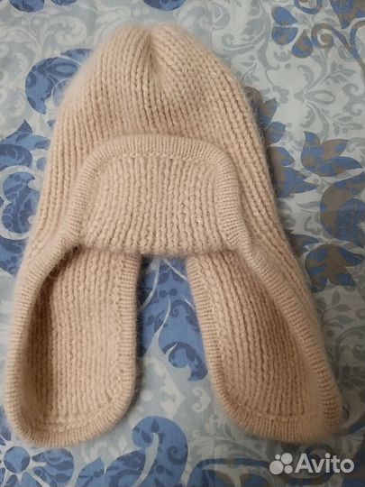 Шапка ушанка женская вязаная