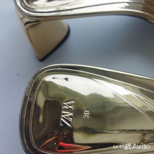 Мюли zara 39 золотые новые