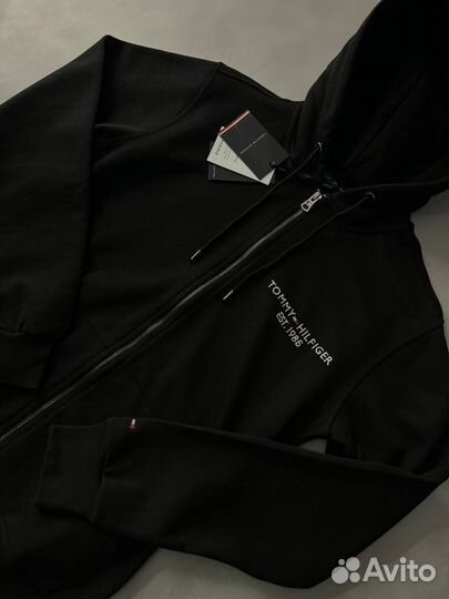 Зип худи Tommy Hilfiger черная 1985 плотная