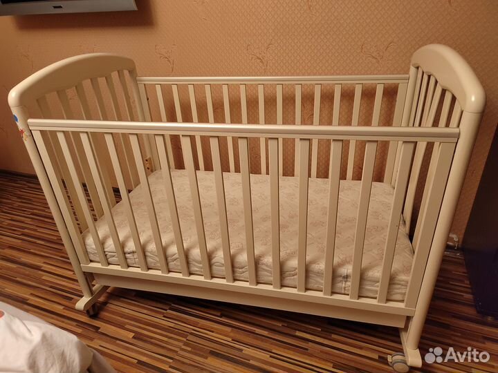 Детская кроватка Papaloni качалка с матрасом120х60