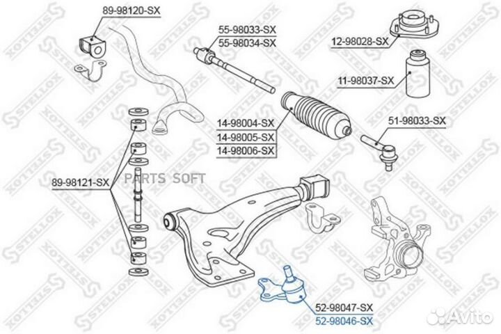 Stellox 5298046SX 52-98046-SX ***опора шаровая пра