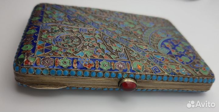 Портсигар эмаль серебро 84 проба 301 грамм