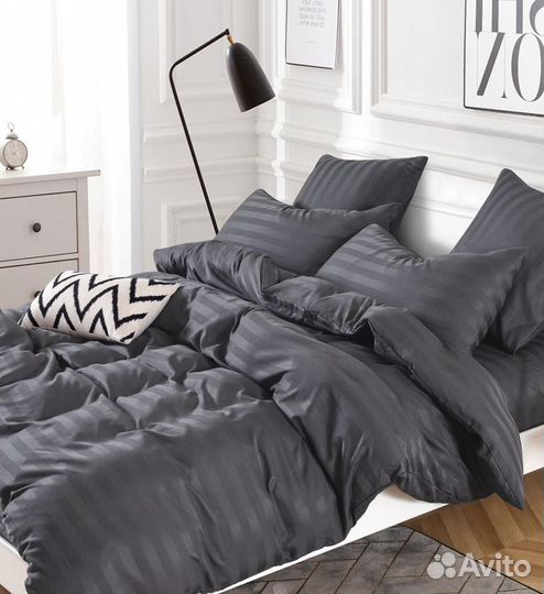 Постельное страйп-сатин на резинке