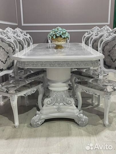 Обеденная группа кухонный комплект голд силик