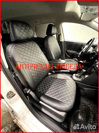 Чехлы Volkswagen Polo 5 Sd из экокожи чёрные Ромб