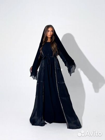 Шикарный комплект платье и абая 2 цвета