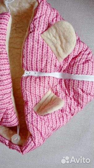 Зимний конверт кокон на овчине в коляску санки