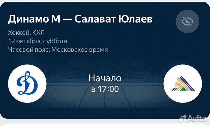 Билет на хоккей