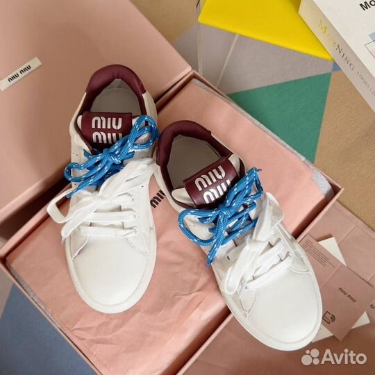 Кроссовки кожаные Miu Miu