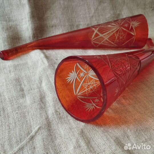 Хрусталь. Рог. Цветное стекло. Винтаж