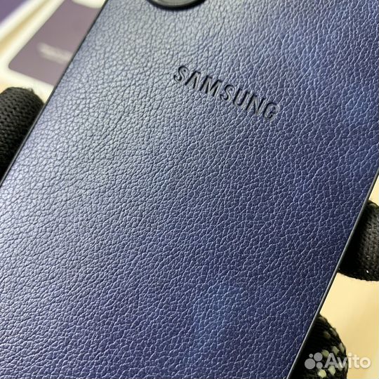 Чехол на Samsung S23 силикон под кожу синий