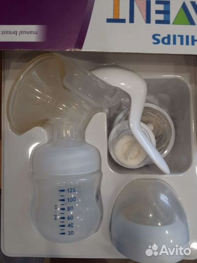 Молокоотсос avent ручной с соской на бутылку