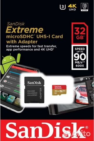 Карта памяти Sandisk Micro sdhc 32Gb(90 mb/s 4K)