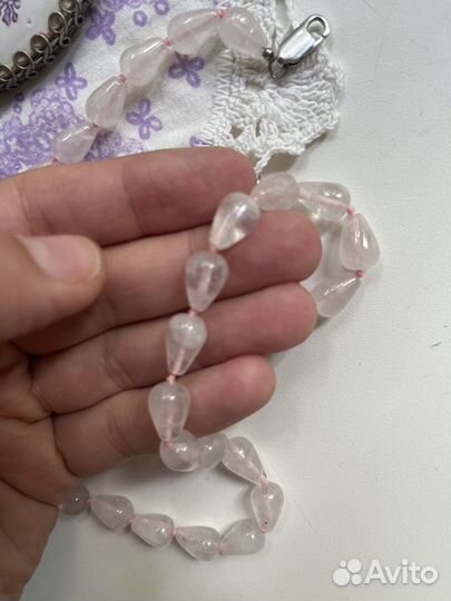 Бусы розовый кварц