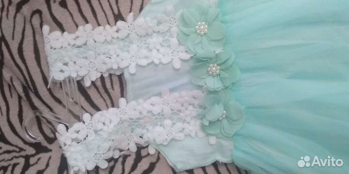 Платье для девочки нарядное,бирюзовое р-р104-110