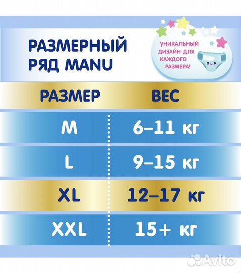 Подгузники трусики manu xl