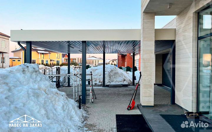 Навес под ключ с обшивкой