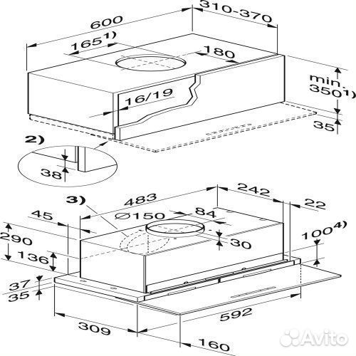 Встраиваемая вытяжка miele DA 3668