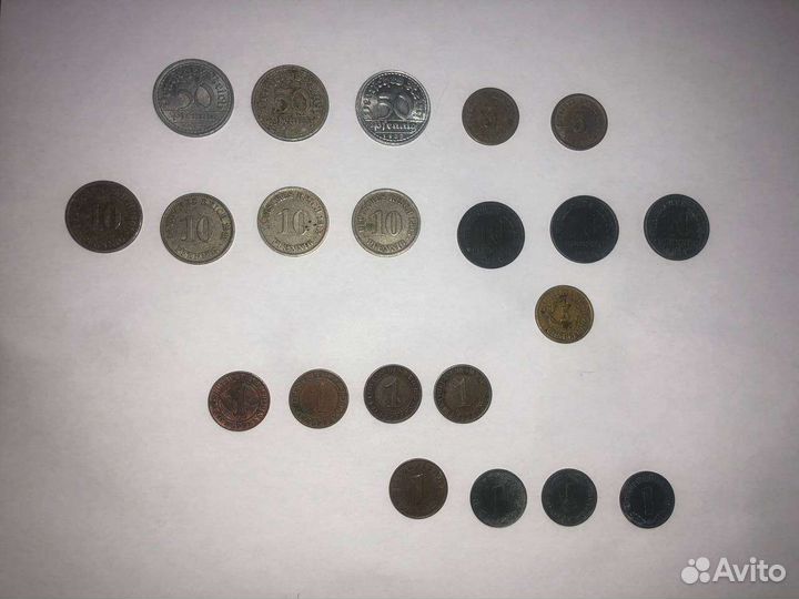 Монеты 1,5,10,50 пфенниг