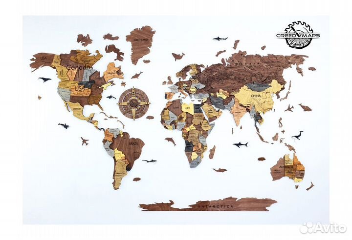 Деревянная карта мира