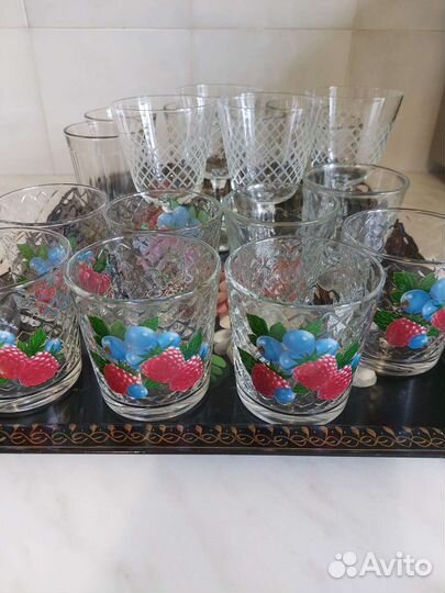 Стаканы граненые, фужеры, рюмки СССР