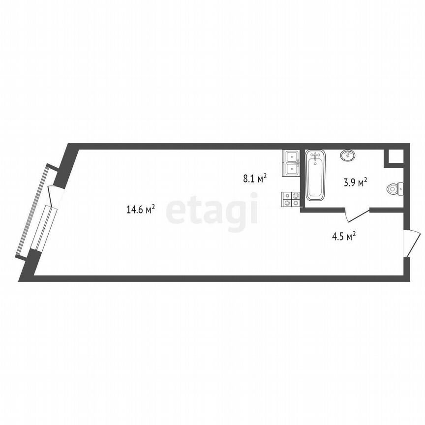 Апартаменты-студия, 26,6 м², 3/13 эт.