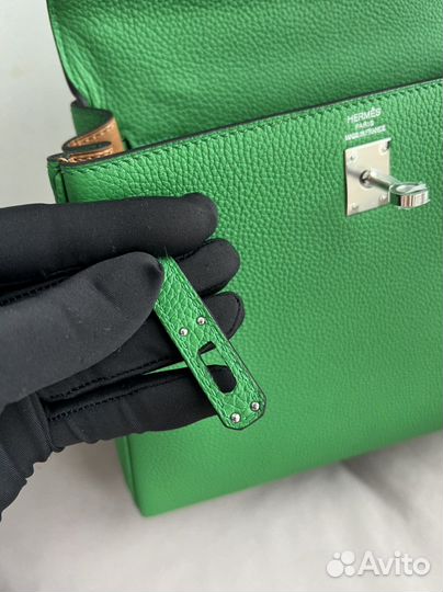 Сумка hermes kelly 25 limited green/caramel