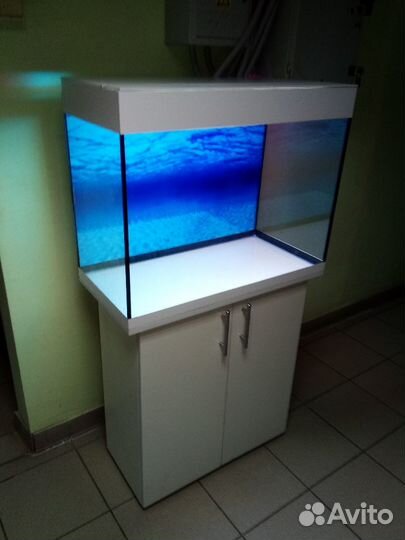 Аквариум130, белый, свет,биофильтр, фон, подставка