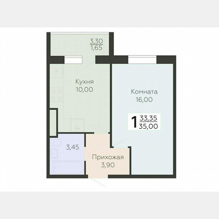 1-к. квартира, 35 м², 6/15 эт.