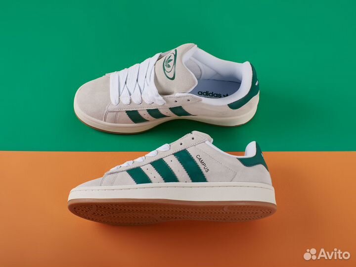 Adidas Campus 00s Crystal White Dark Green