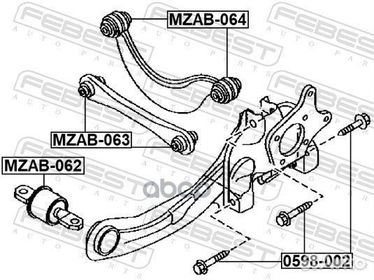 Болт подвески mazda 3 BK/CX-7 07-12/nissan qashqai