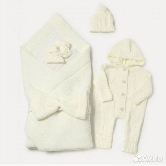 Комплект на выписку вязаный белый