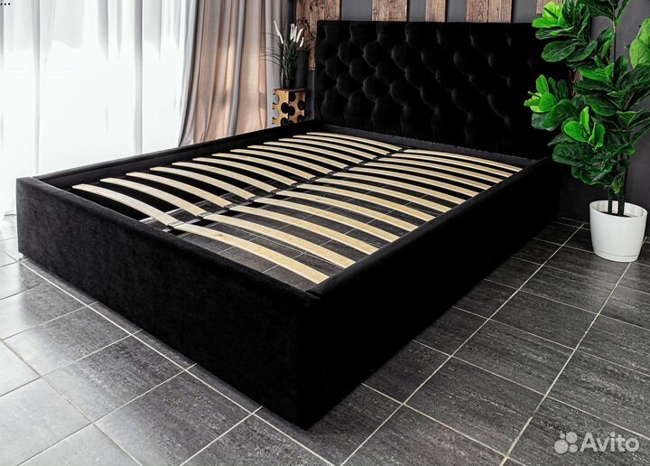 Кровать 160х200 двуспальная черная Барокко