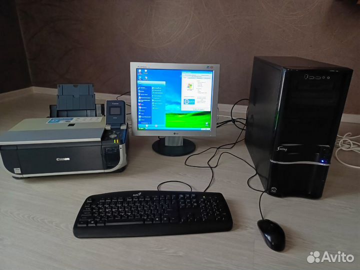 Компьютер, принтер, системник, мышь, клавиатура
