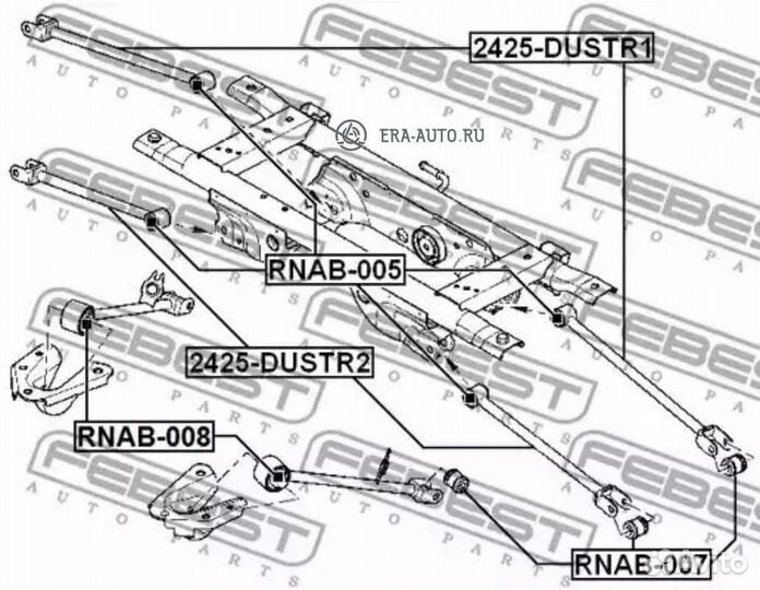 Febest rnab-007 сайлентблок задней цапфы renault duster 2011