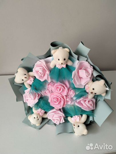 Букет плюшевых медвежат