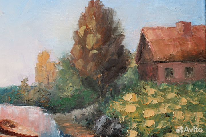 Картина маслом на холсте Пейзаж с лодочками