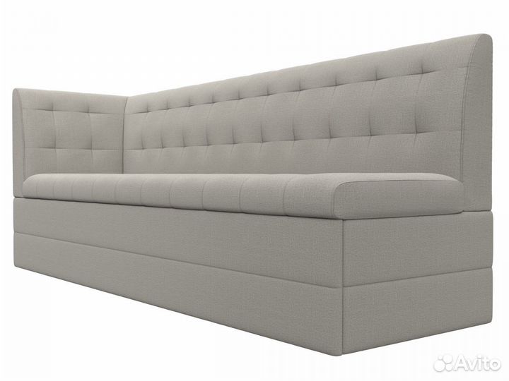 Диван кухонный Бриз с углом слева, рогожка, амур бежевый