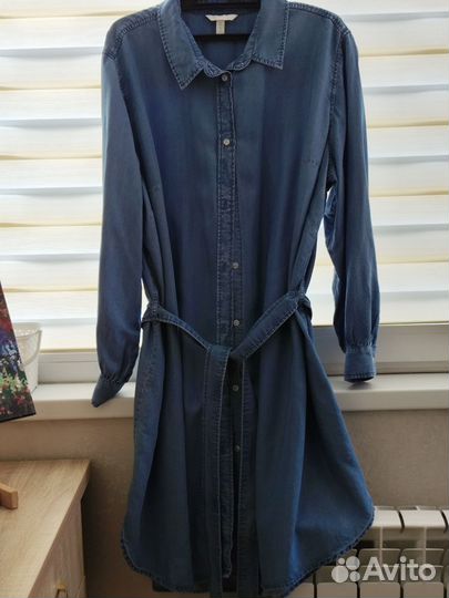 Джинсовое(деним) платье-рубашка H&M