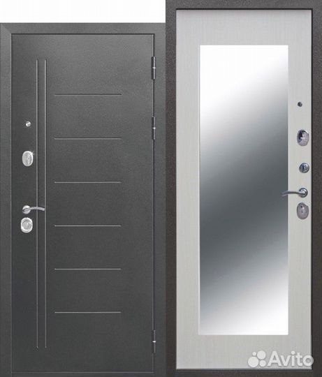 Дверь входная Троя Серебро maxi зеркало 960 мм