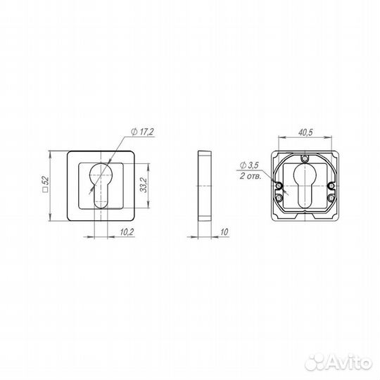 Ключевина QR SN/CP-3 квадратная розетка (матовый н