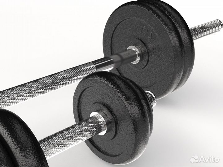 Набор гантелей и штанга unixfit в кейсе 50 кг