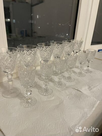 Хрустальные фужеры рюмки бокалы набор