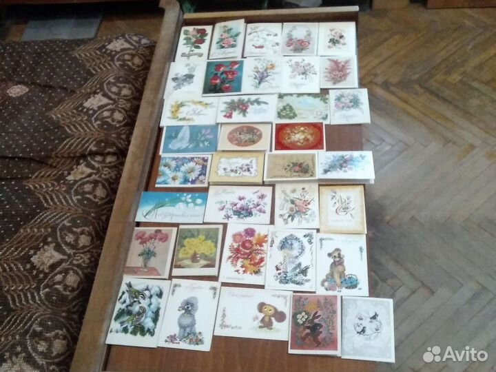 Поздравительные мини открытки, двойные времён СССР