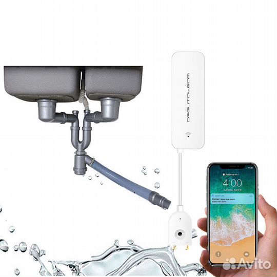 Умный датчик протечки воды (Wi-Fi, 2*AAA)