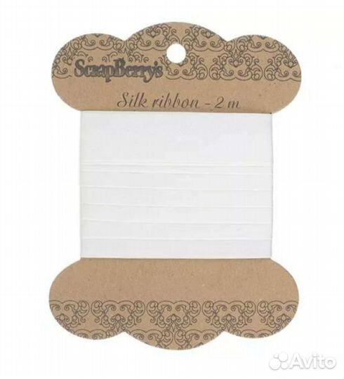 Лента шелк 100, белая, 15 мм, 2 м