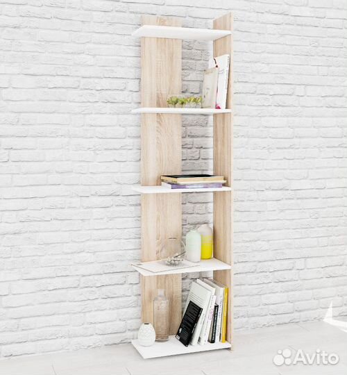 Открытый стеллаж Дуб сонома/Белый